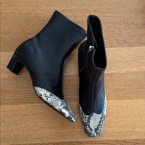 Steve Madden Black and Snake Print Ankle Boots